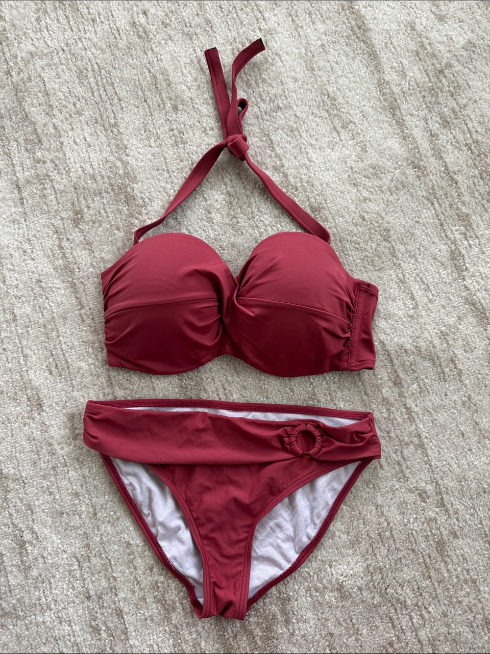 Ruched Underwire Halter Bikini Set
